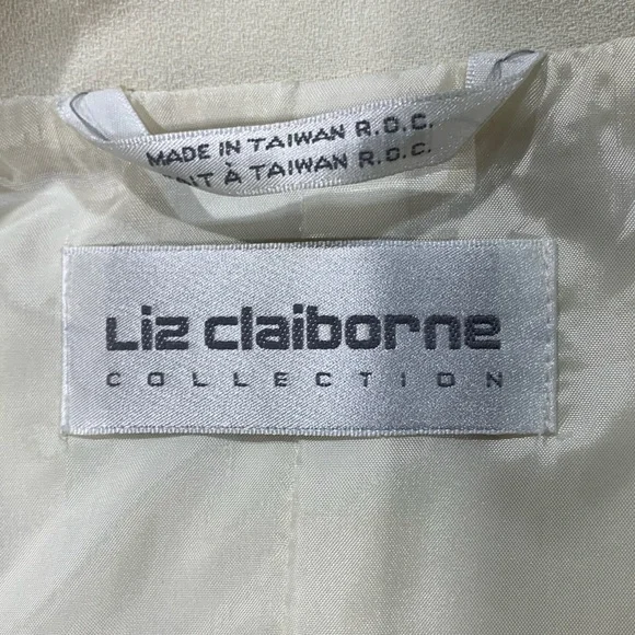 Vintage Liz Claiborne collection light ivory open blazer with tie band Size 10 - Picture 7 of 9
